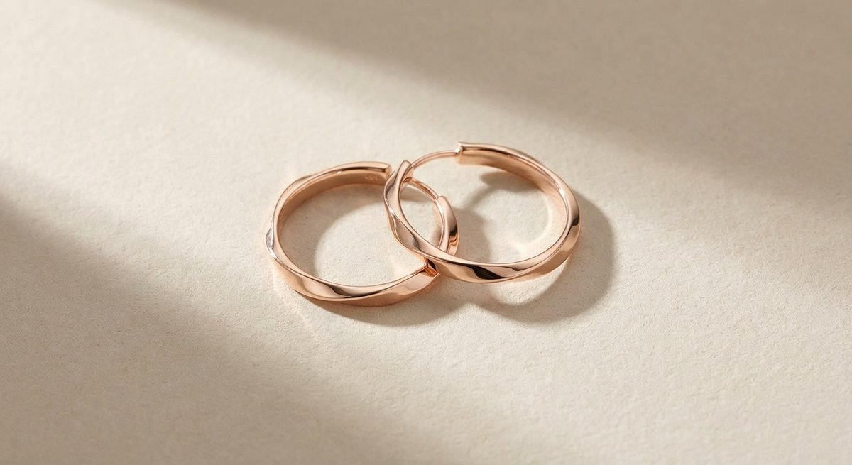 Orecchini cerchio in oro rosa 14kt design italiano